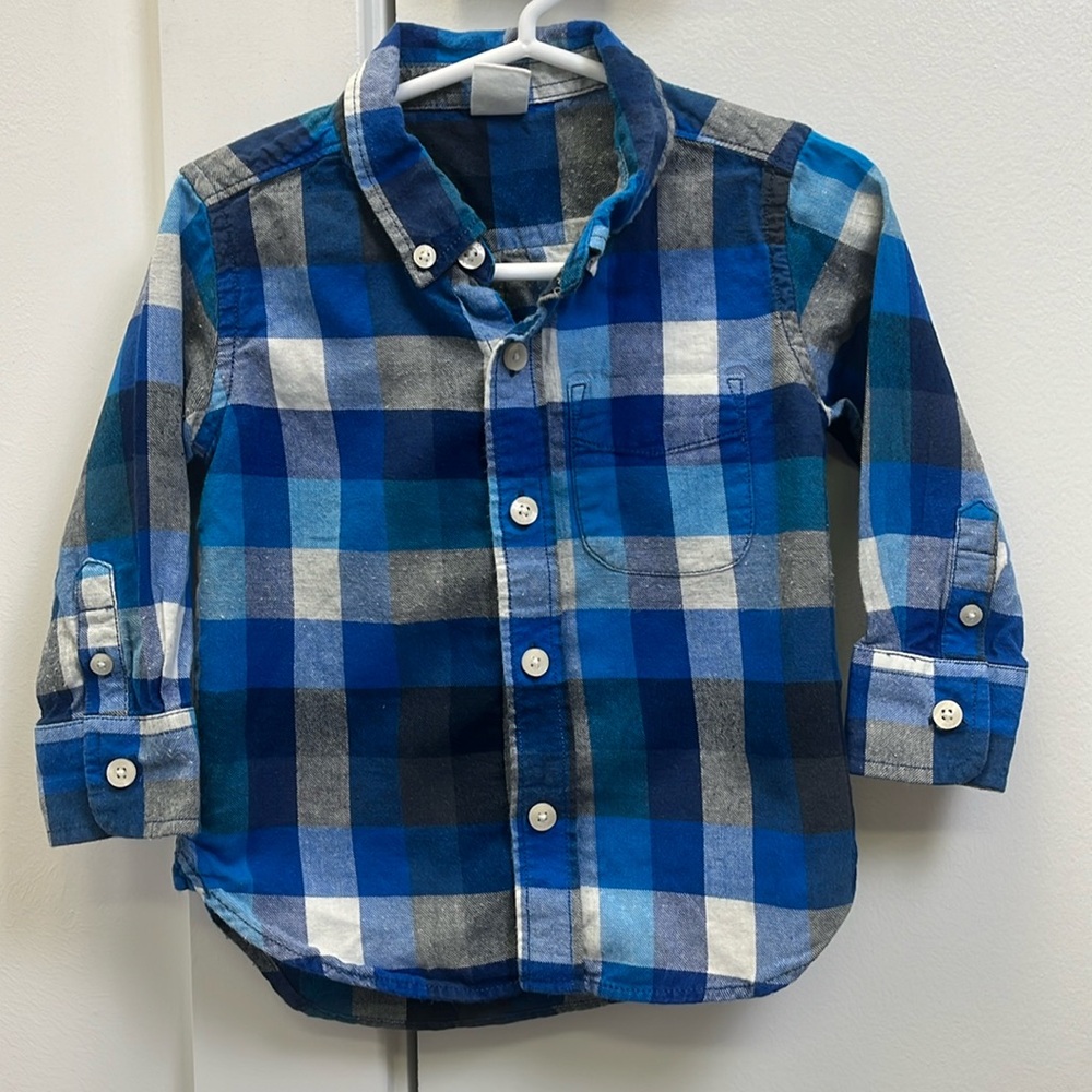 Gap Kids boys Blue Flannel button down shirt size 18-24months